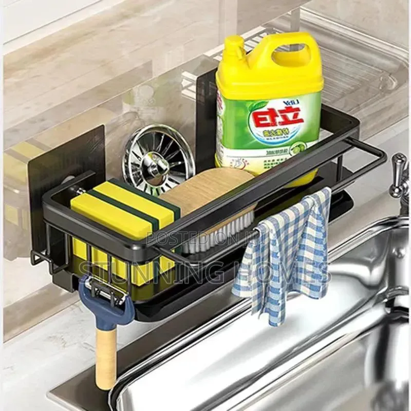 Sink Caddy With a Draining Rack and Towel Holder
