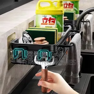 Sink Caddy With a Draining Rack and Towel Holder