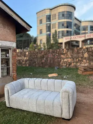 3 Seater Grey Ribbed Sofa: Pay on Delivery