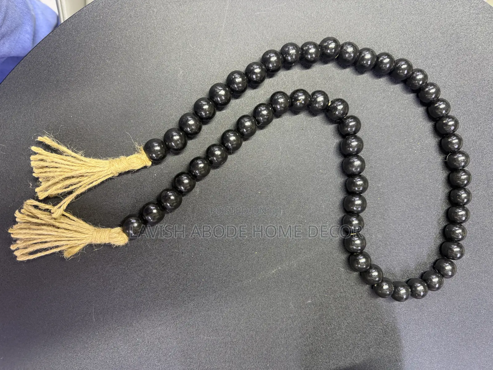 Black Boho Bead Garland – Modern Rustic Home Décor
