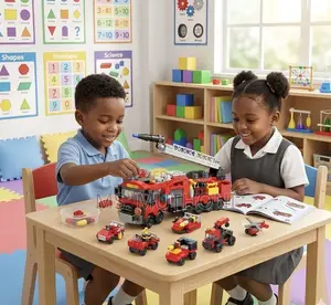 323 Pieces Lele Brother 10-in-1 Fire Rescue Set Lego