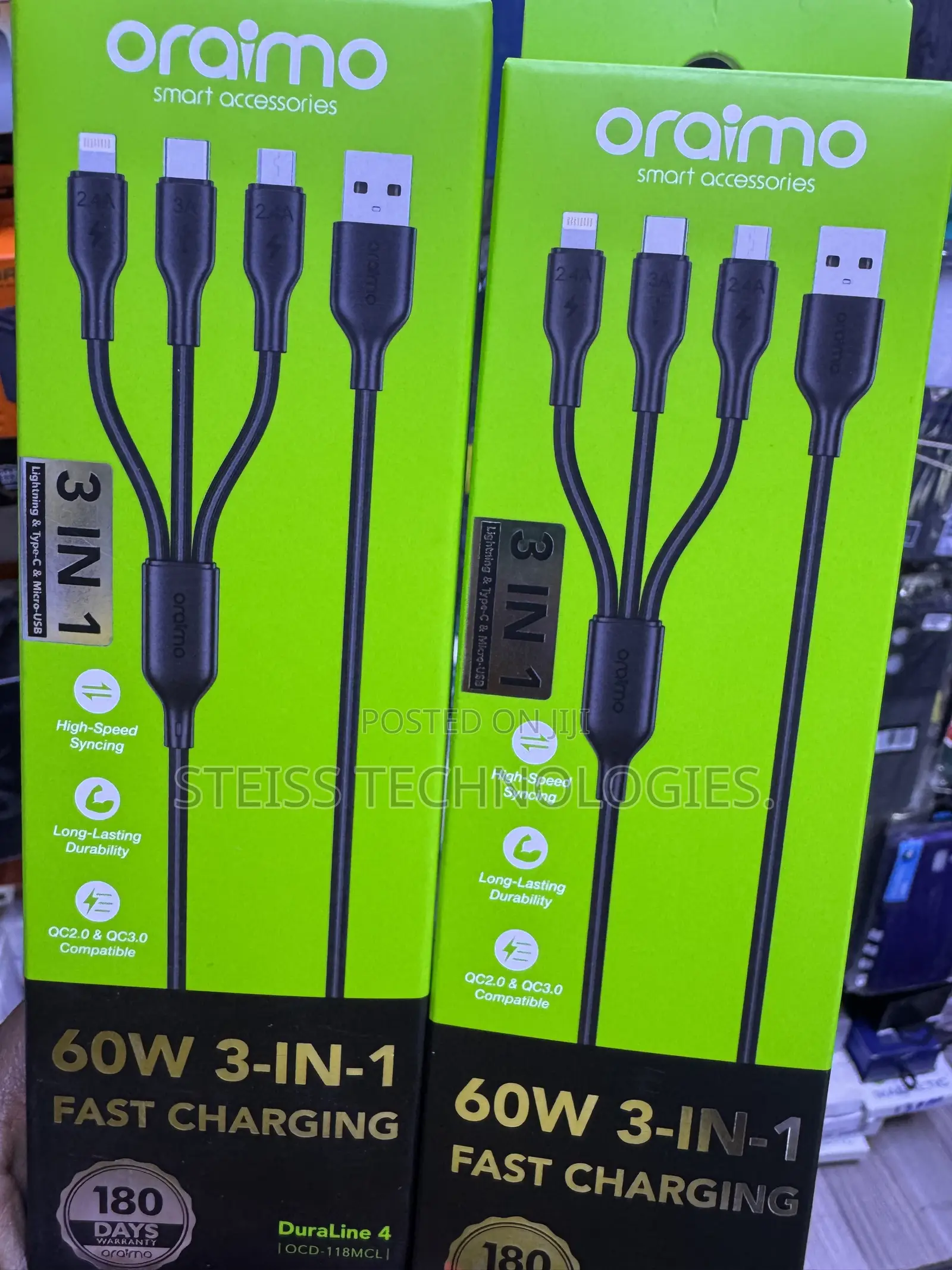 Oraimo 3 in 1 60w Cable