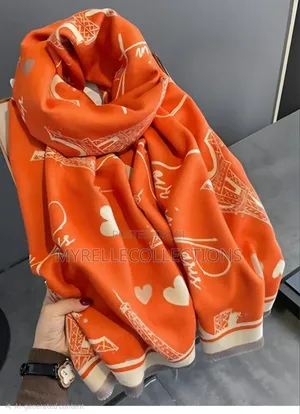 Elegant Orange Cashmere-Feel Scarf Shawl |Ladies Pashmina