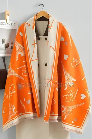 Elegant Orange Cashmere-Feel Scarf Shawl |Ladies Pashmina