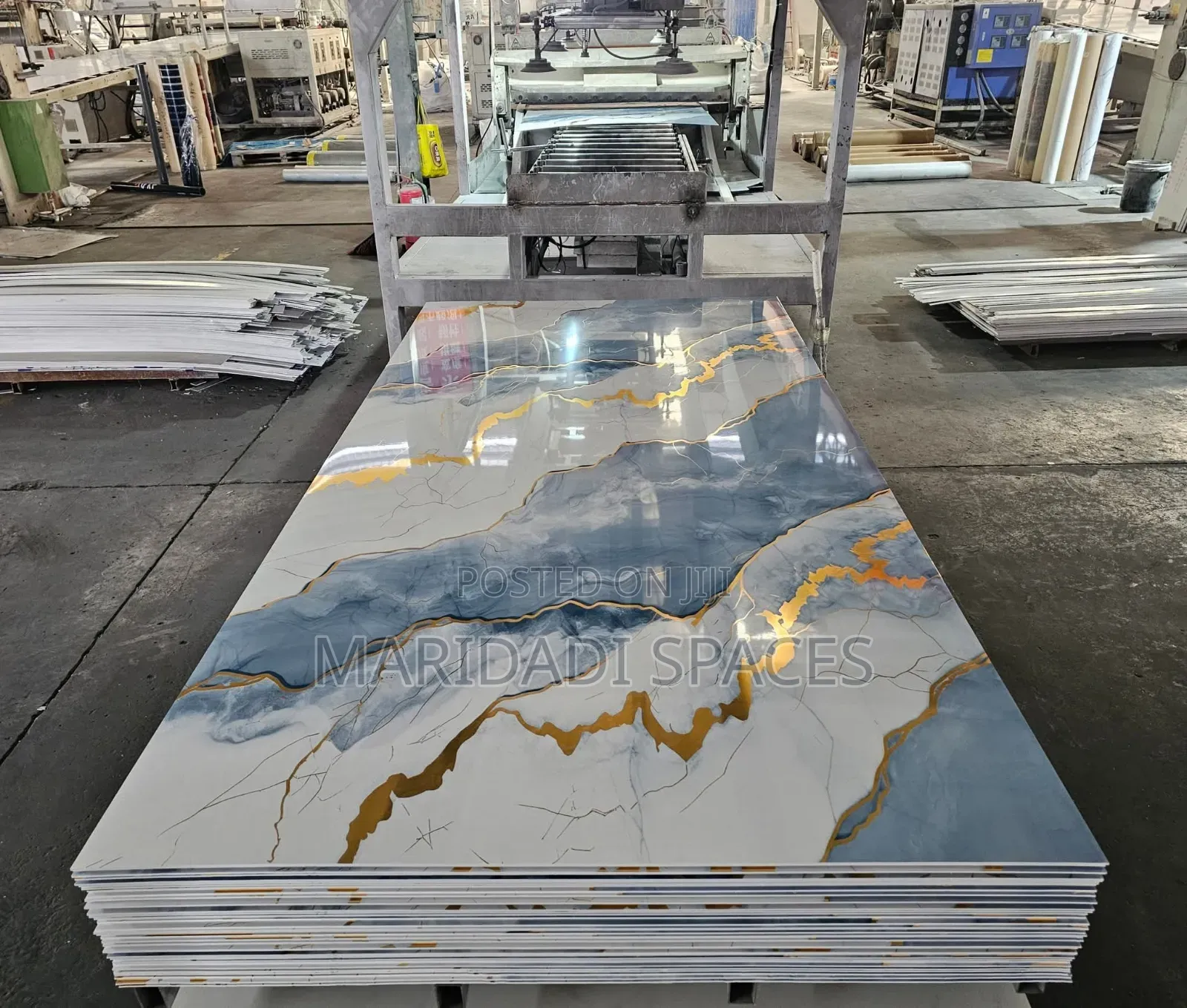 White and Gold UV Marble PVC Sheet - 4ft X 8ft High Gloss Wall Panel