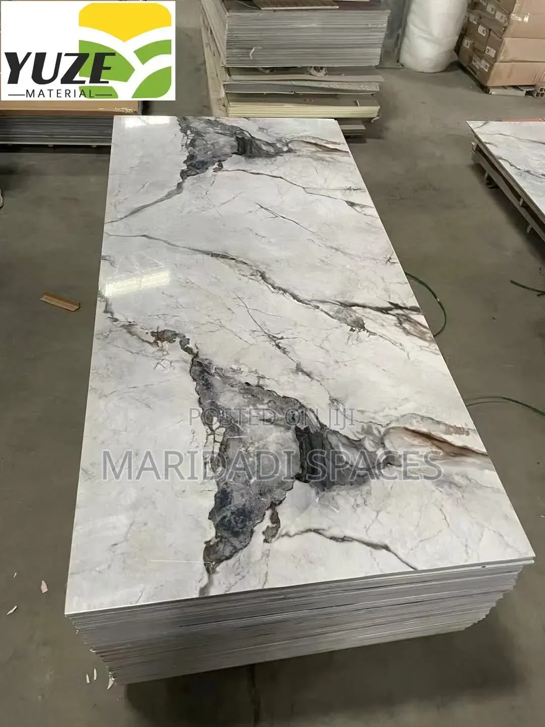 White and Gold UV Marble PVC Sheet - 4ft X 8ft High Gloss Wall Panel
