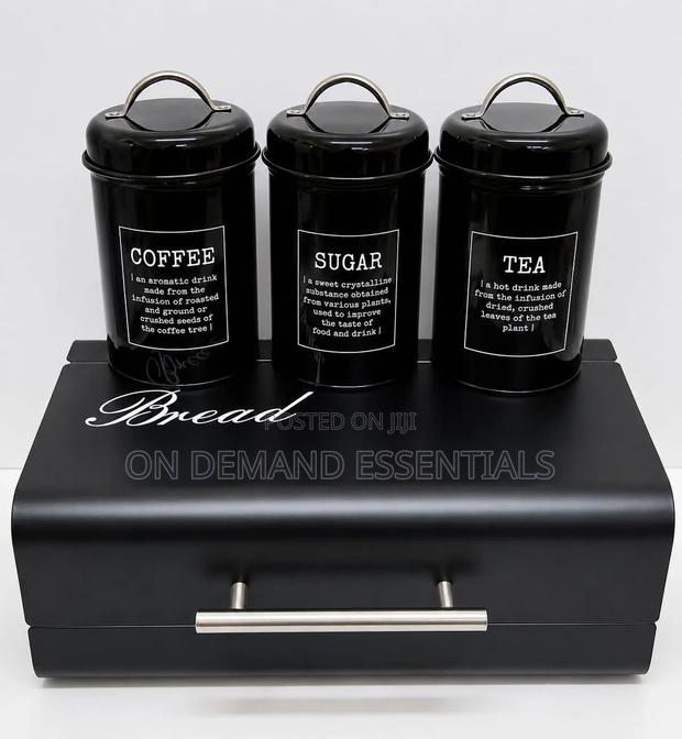 Unique and Elegant Bread Storage Bin With 3pcs Canisters - thumbnail 2