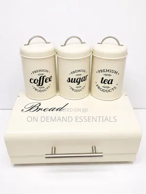 Unique and Elegant Bread Storage Bin With 3pcs Canisters