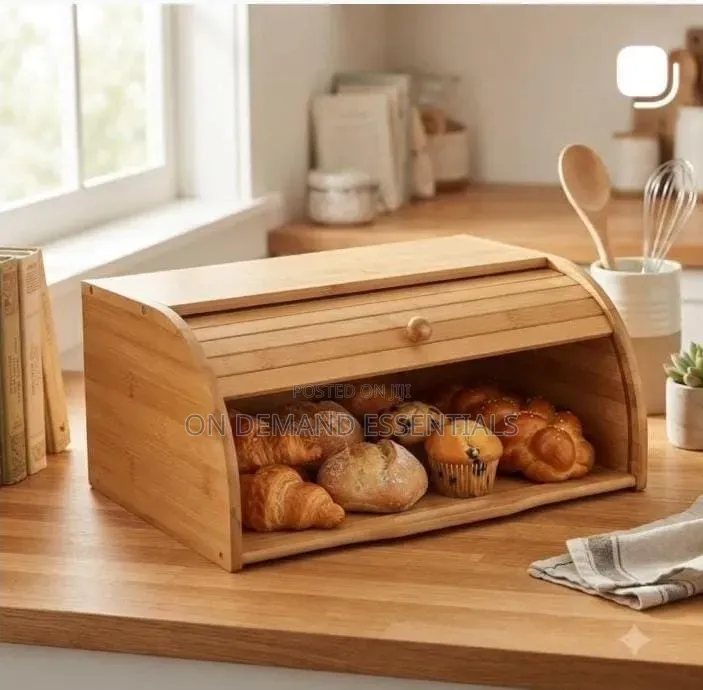 WOODEN BREAD Bin Bamboo//spices Storage