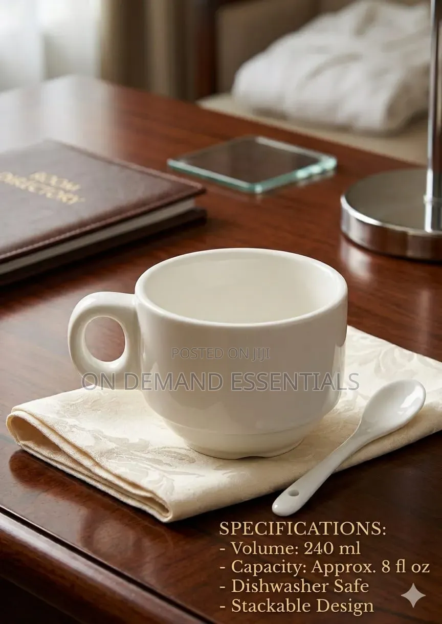 200ml Ceramic Stackable Cup With Handle +Saucer