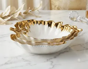 *3pc Gold Detail Leaf Bowls*