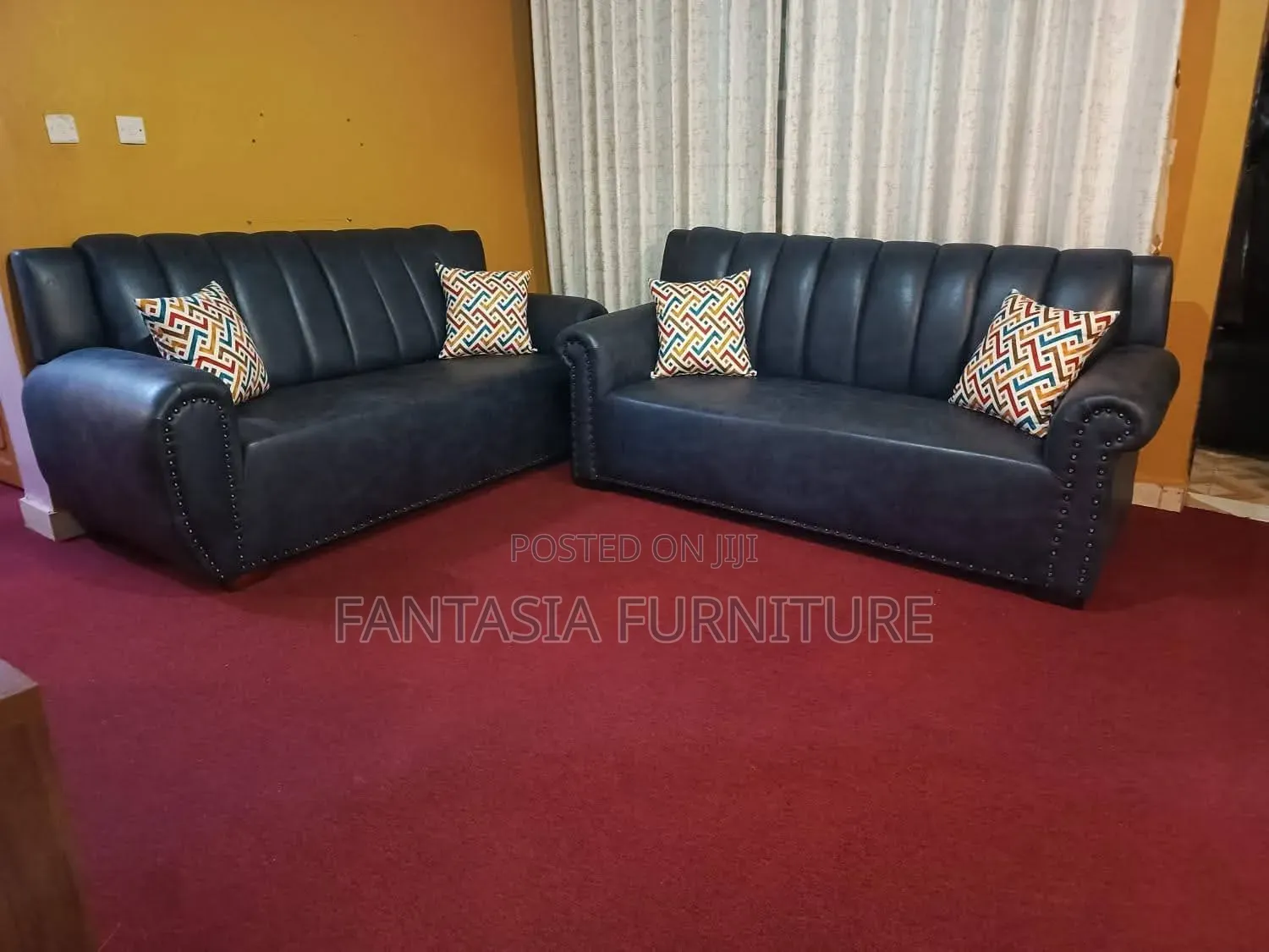 Navy Blue 3-Seater + 2-Seater Sofa Set