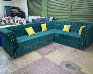 Green L-Shaped 7-Seater Sofa + Free Delivery