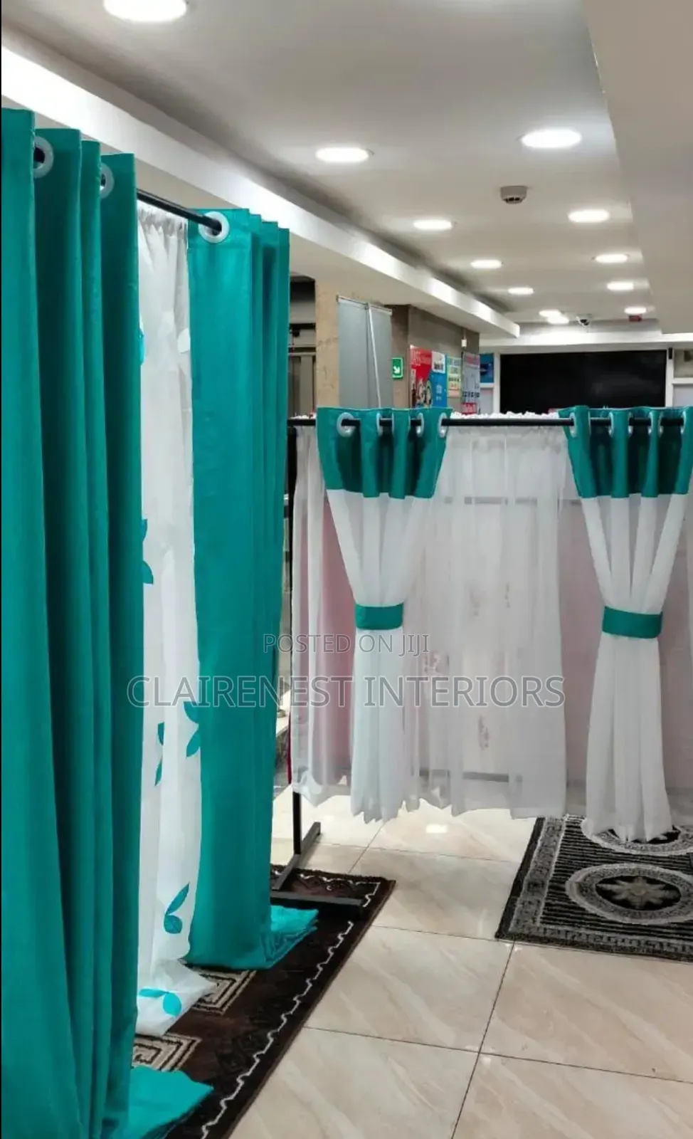 Themed Green and Grey Window Curtains