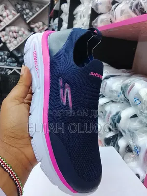 Skechers NAVY-BLUE Pink ,Gowalk Slip on Ladies