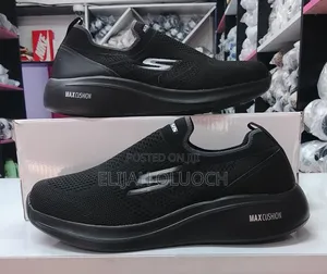 Black Skechers Max Cushioning Slip-on Knit Walking Sneakers