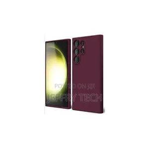 Silicone Back Cover for Samsung Galaxy S23 Ultra - Maroon, Anti-Finger