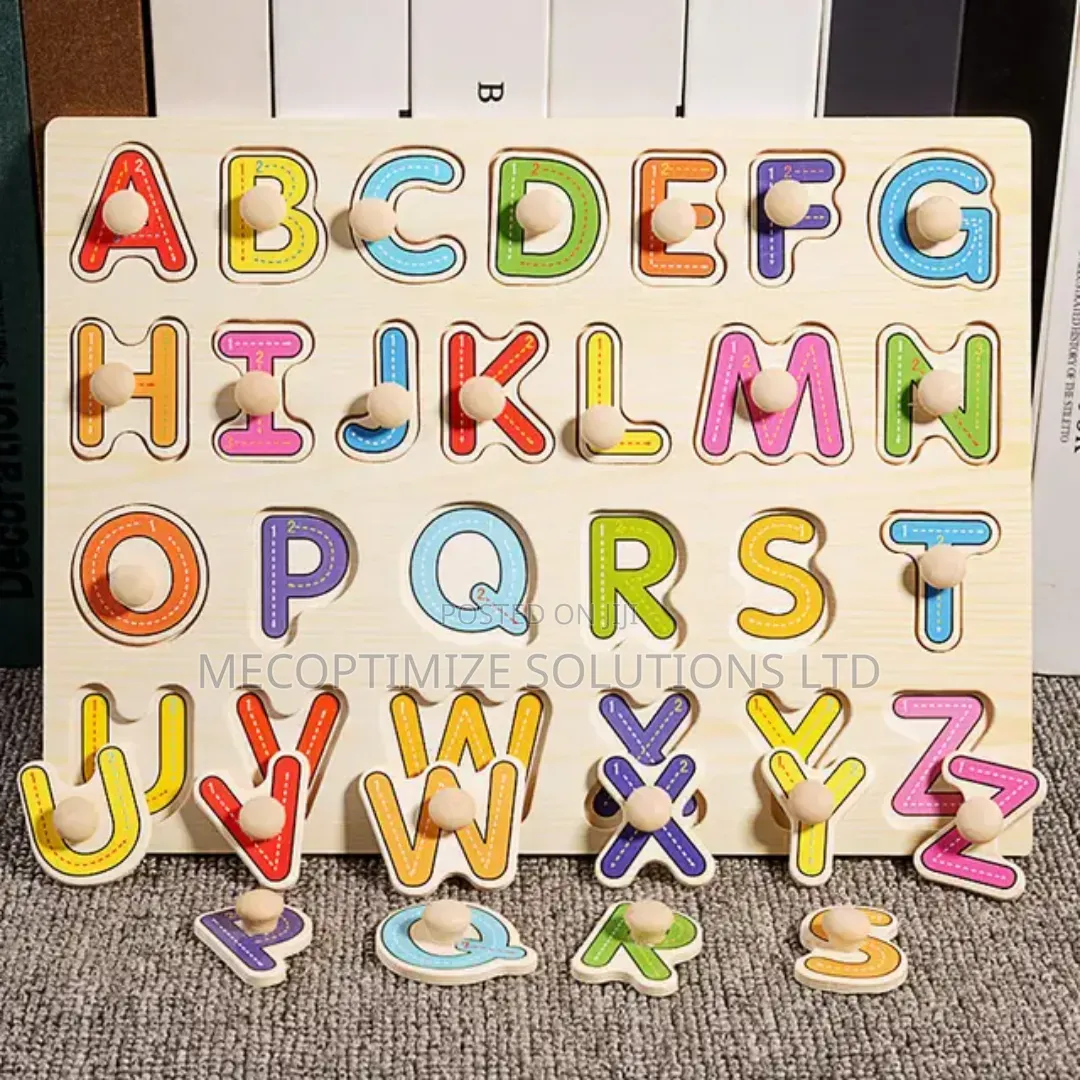 Montessori Wooden Alphabet Peg Puzzle Board for Kids