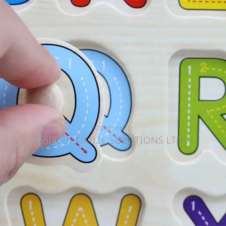Montessori Wooden Alphabet Peg Puzzle Board for Kids