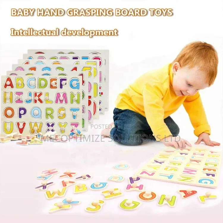 Montessori Wooden Alphabet Peg Puzzle Board for Kids