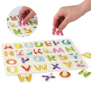 Montessori Wooden Alphabet Peg Puzzle Board for Kids
