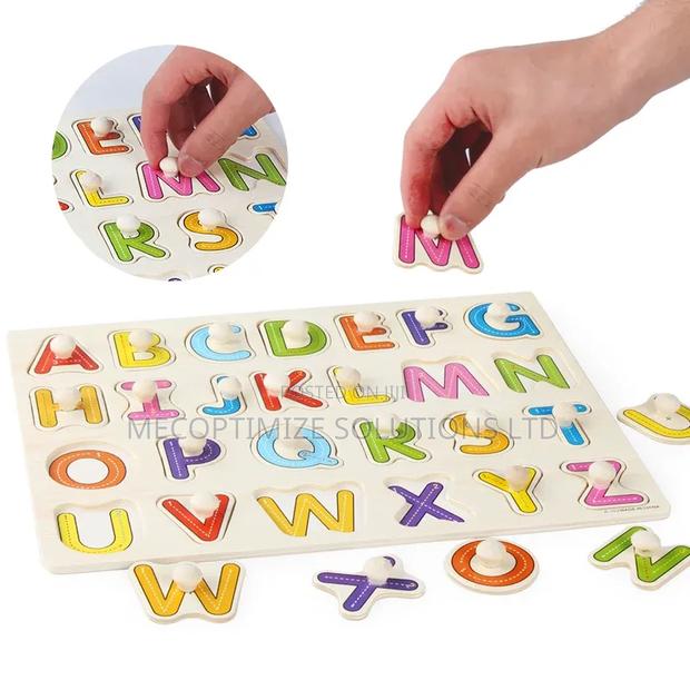 Montessori Wooden Alphabet Peg Puzzle Board for Kids