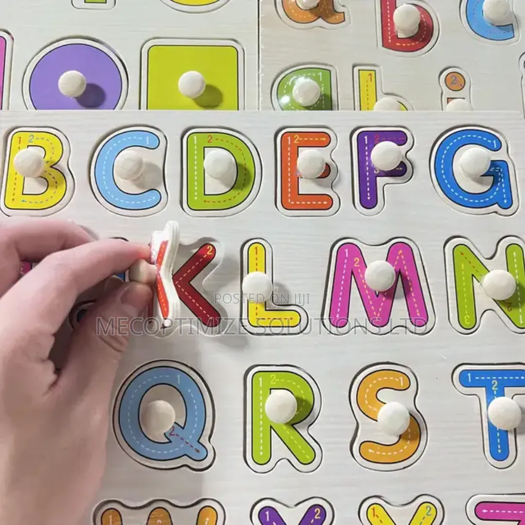 Montessori Wooden Alphabet Peg Puzzle Board for Kids