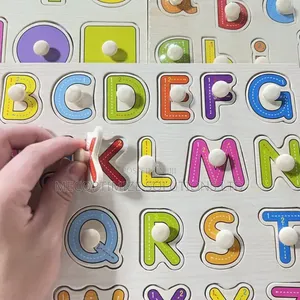Montessori Wooden Alphabet Peg Puzzle Board for Kids