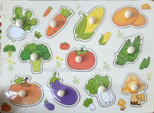 Montessori Wooden Vegetables Knob Peg Puzzle Board for Kids
