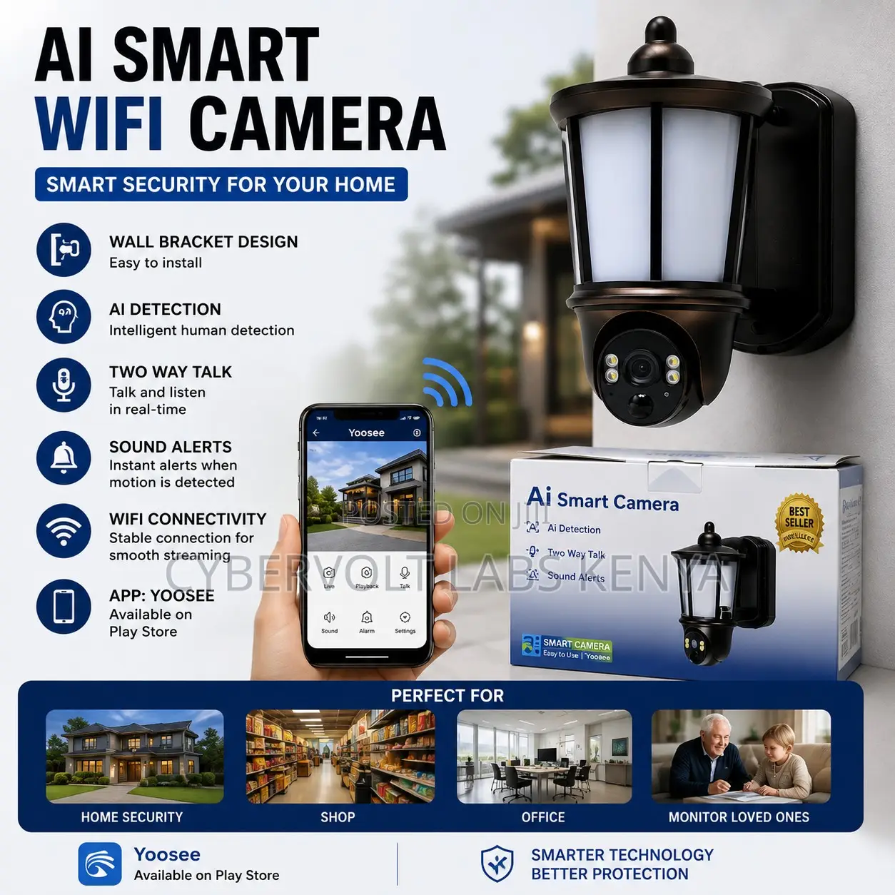 AI Smart WiFi Security Camera With Two-Way Talk Night Light