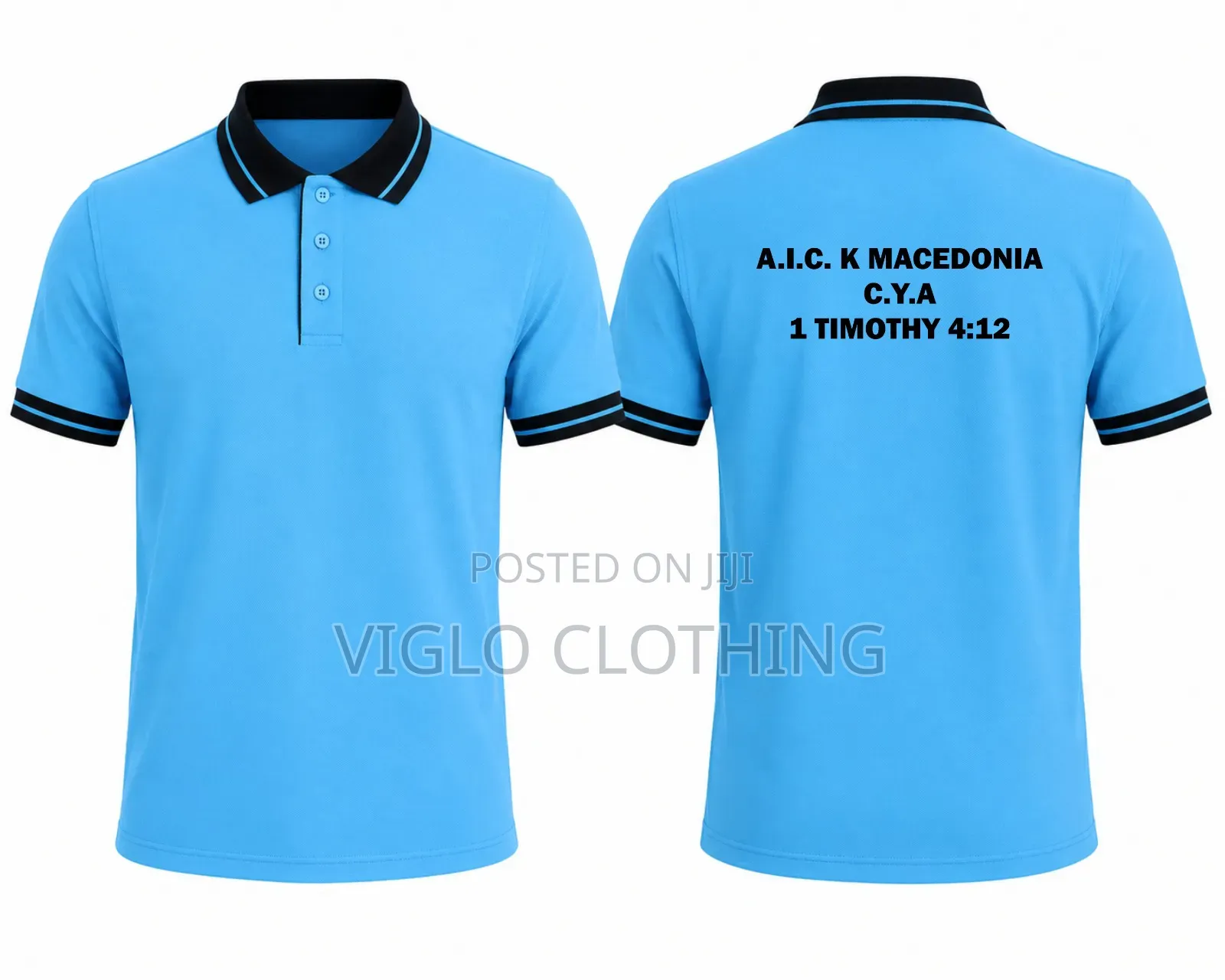 Branded Body Blue Collar Black Poloshirts
