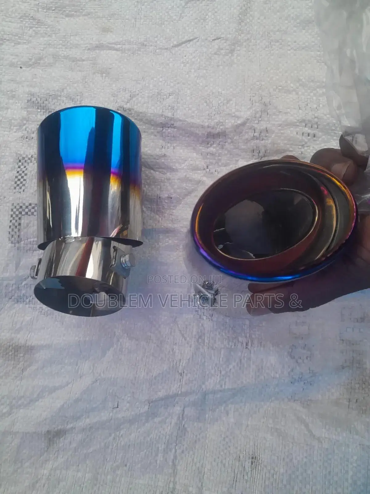 Universal Muffler Exhaust Pipe Tip Curved Rainbow Stainless Steel