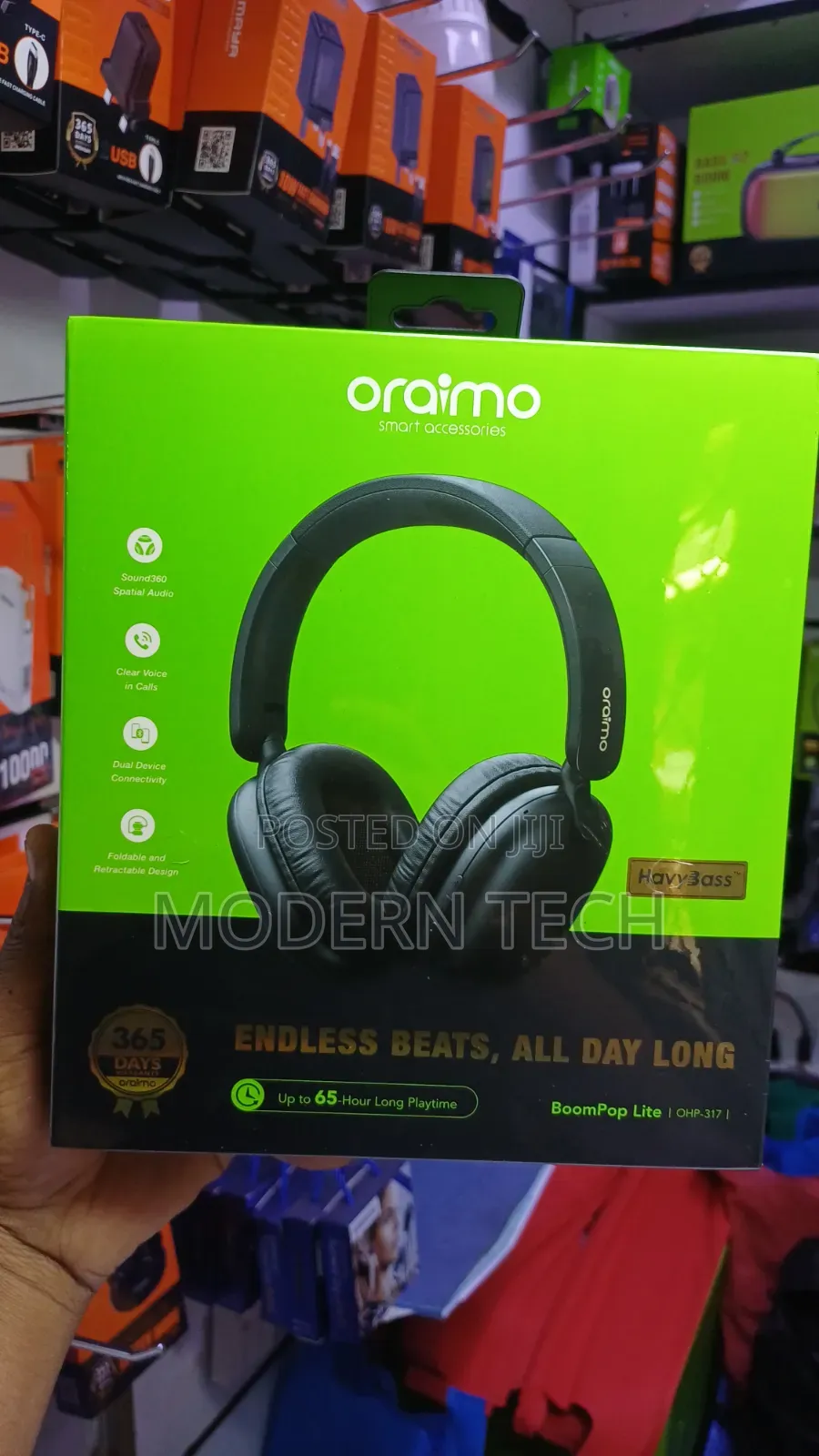 Oraimo BoomPop Lite Headphones 65hrs Playtime