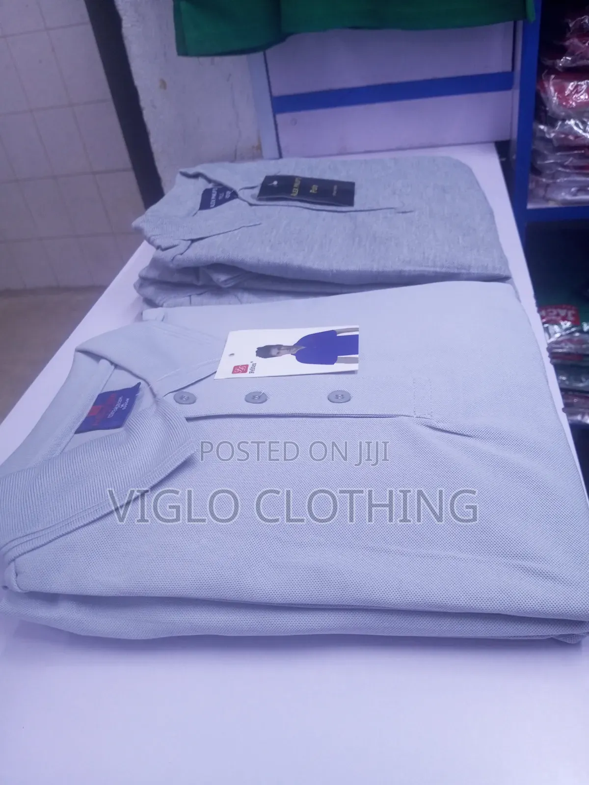 Grey Poloshirts of Different Brands Texture Available