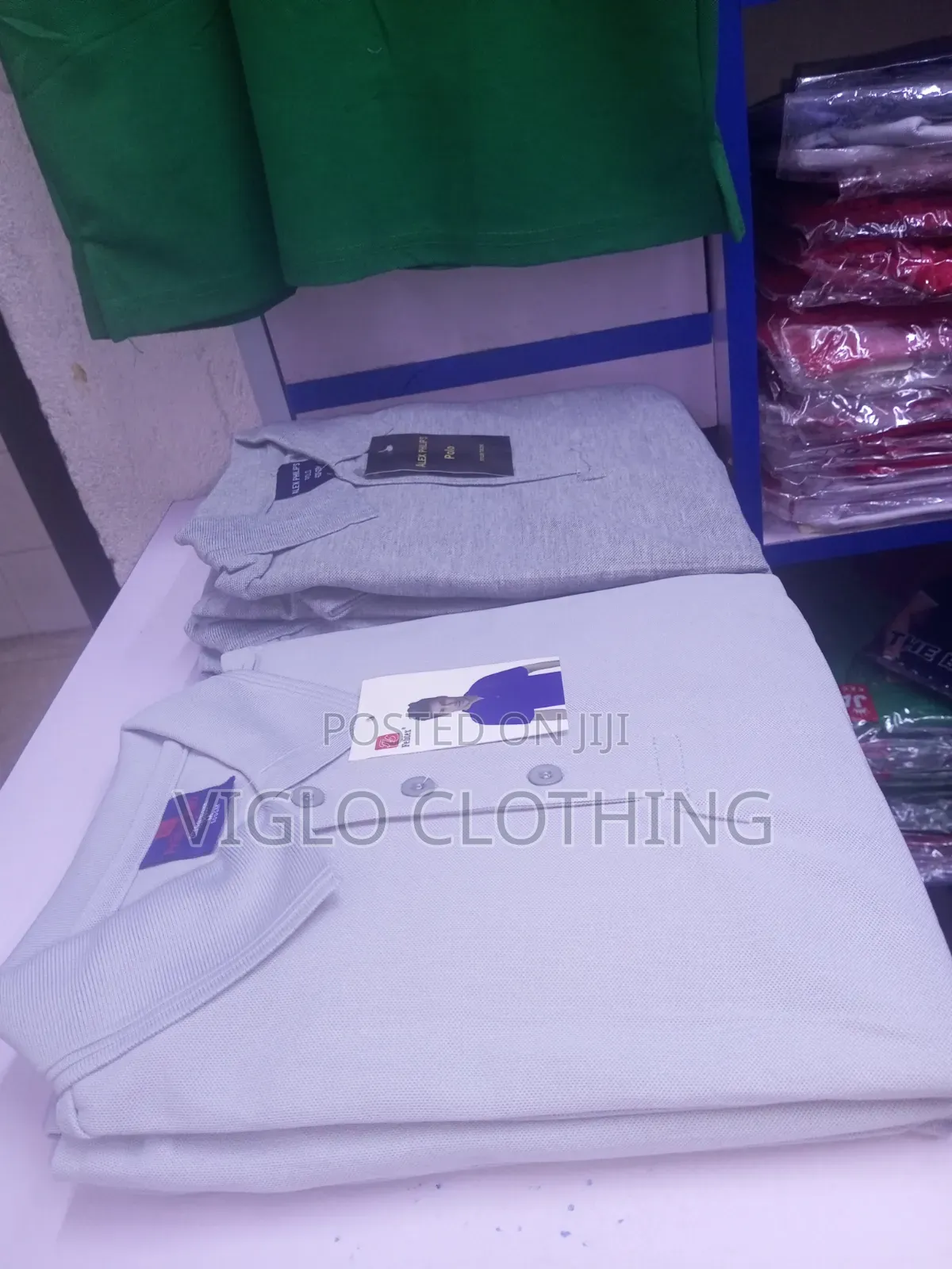 Grey Poloshirts of Different Brands Texture Available