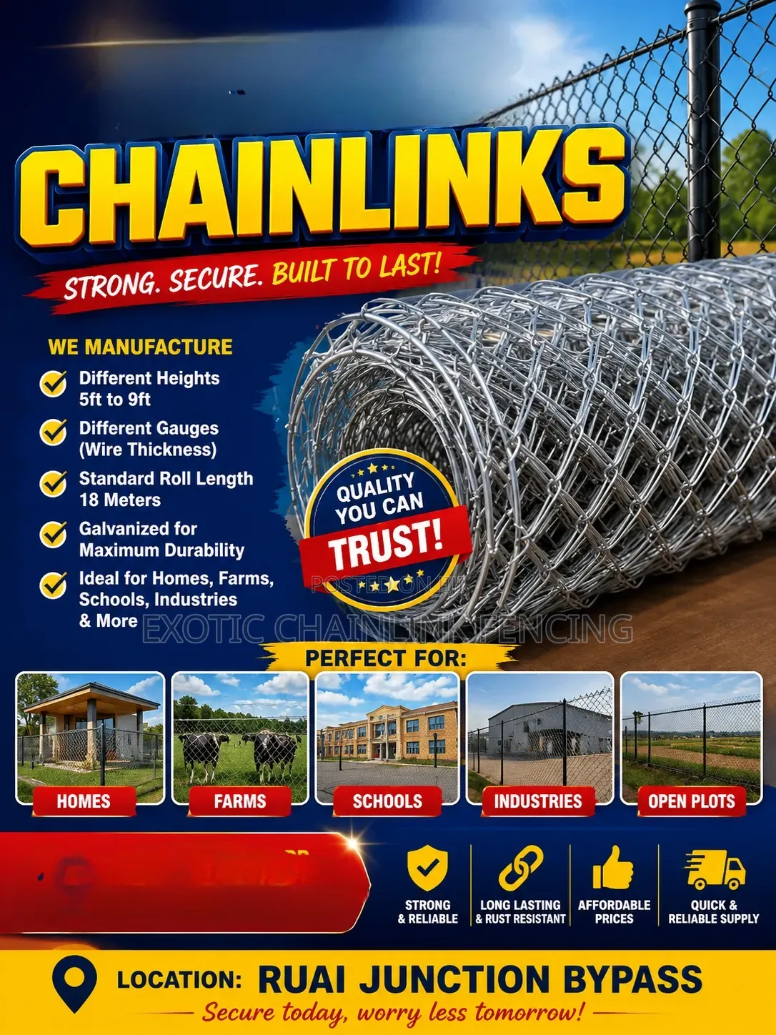 4ft Long 80x80ft Chainlink Gauge 14