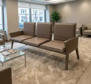Office Bench : Brown Padded Waiting Room Bench