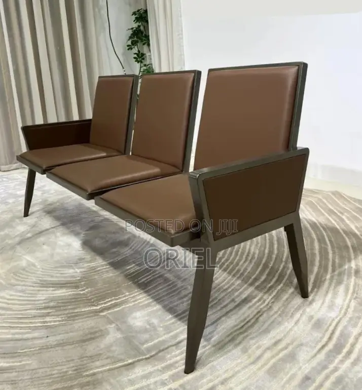 Office Bench : Brown Padded Waiting Room Bench