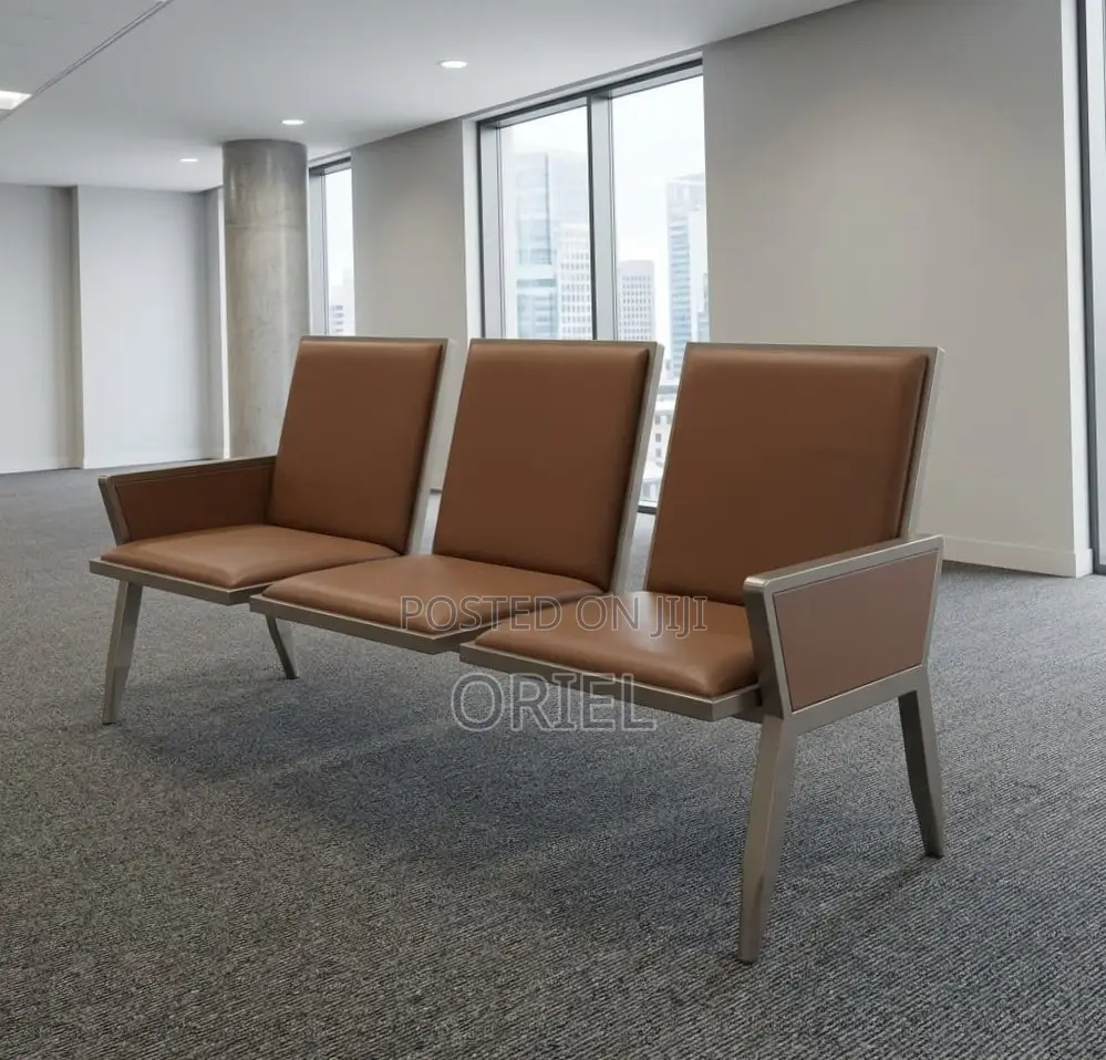 Office Bench : Brown Padded Waiting Room Bench
