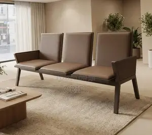 Office Bench : Brown Padded Waiting Room Bench