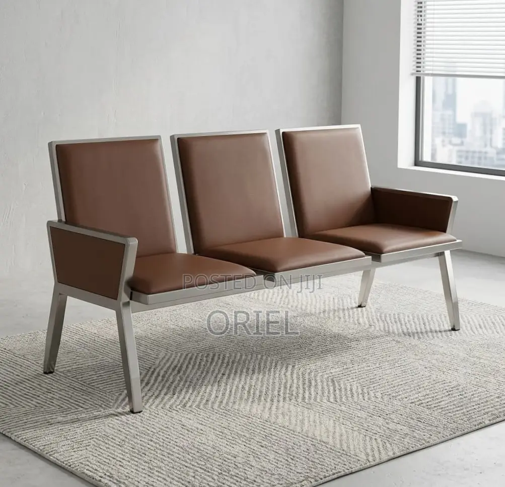 Office Bench : Brown Padded Waiting Room Bench