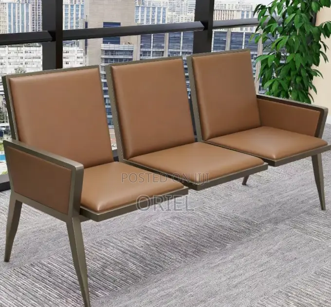 Office Bench : Brown Padded Waiting Room Bench