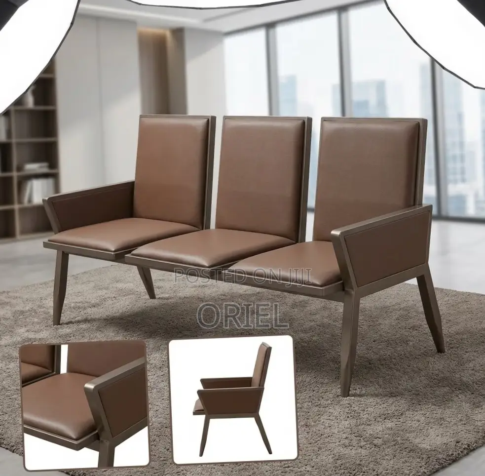 Office Bench : Brown Padded Waiting Room Bench