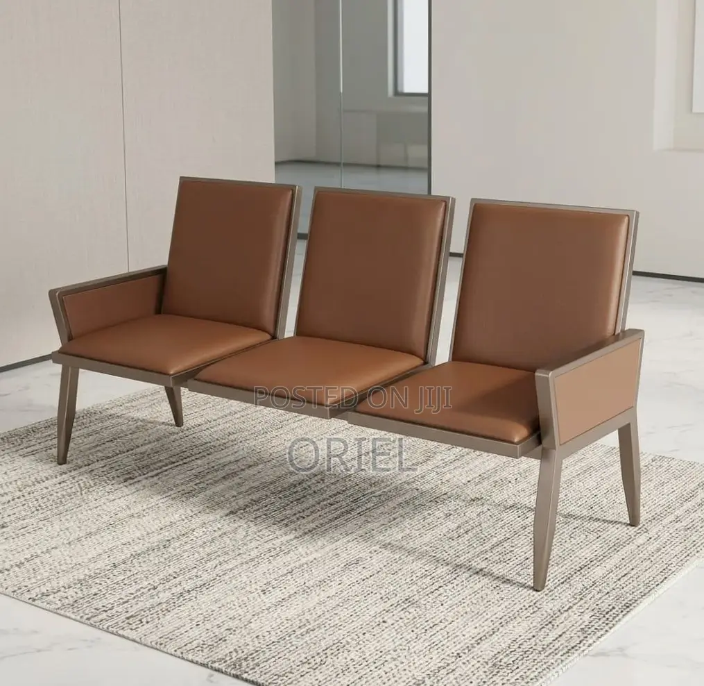 Office Bench : Brown Padded Waiting Room Bench