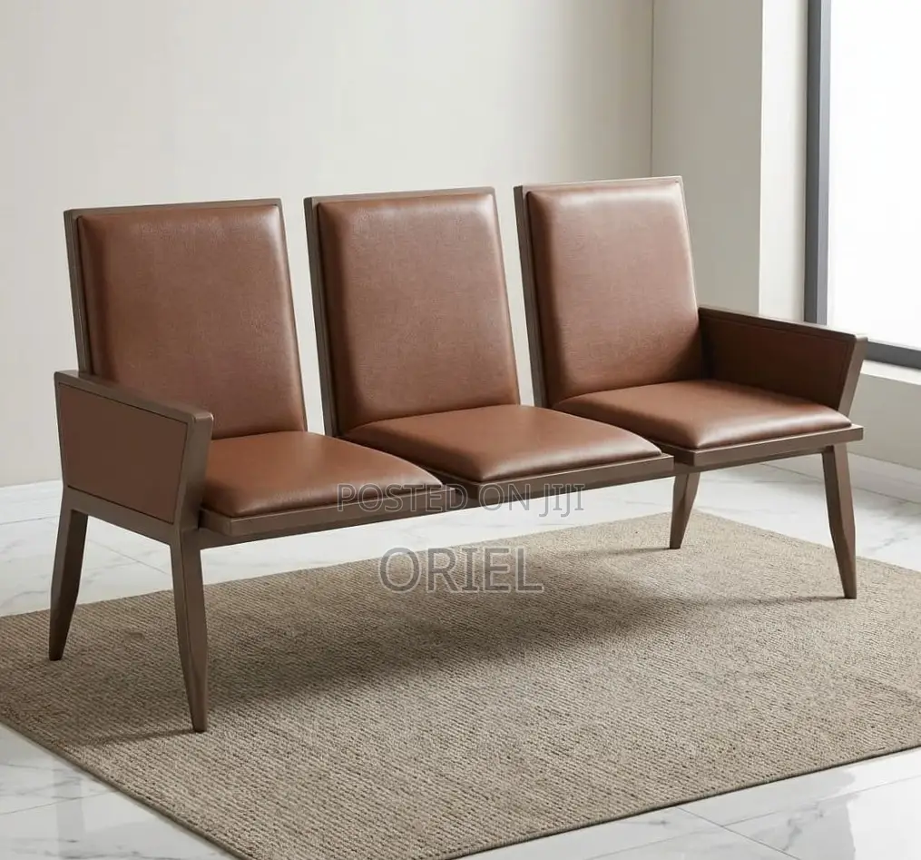 Office Bench : Brown Padded Waiting Room Bench