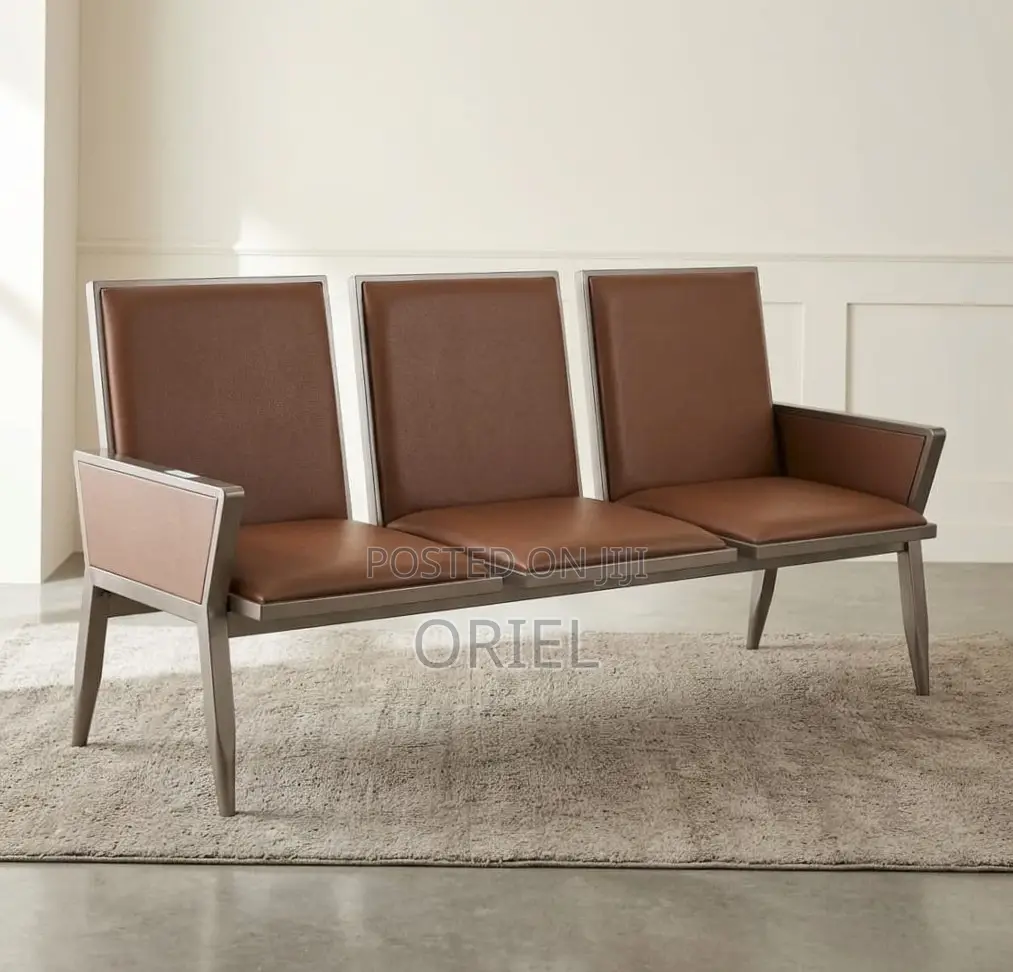 Office Bench : Brown Padded Waiting Room Bench