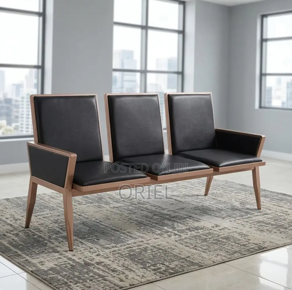 Office Bench : Brown Padded Waiting Room Bench