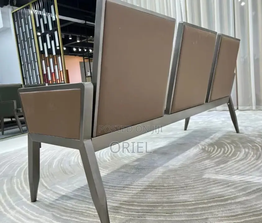 Office Bench : Brown Padded Waiting Room Bench