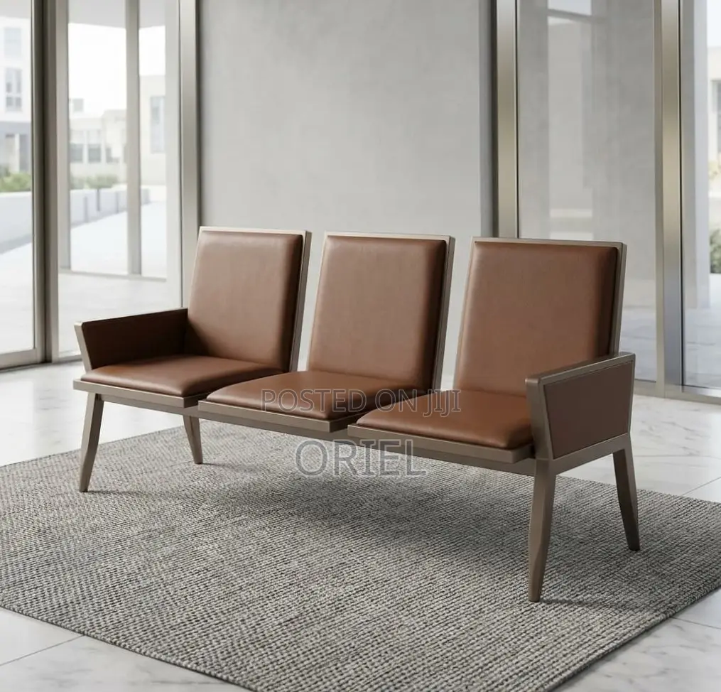 Office Bench : Brown Padded Waiting Room Bench