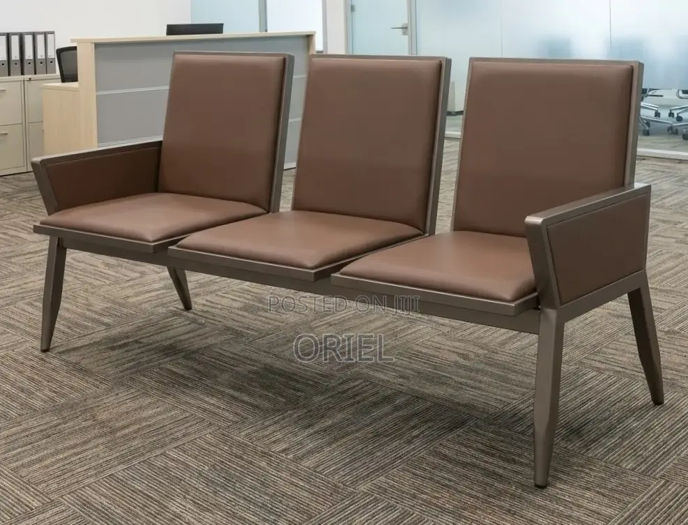 Office Bench : Brown Padded Waiting Room Bench